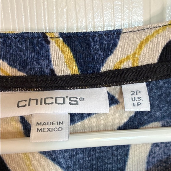 Chico's Navy and Cream Long Sleeve Dress - Picture 5 of 7